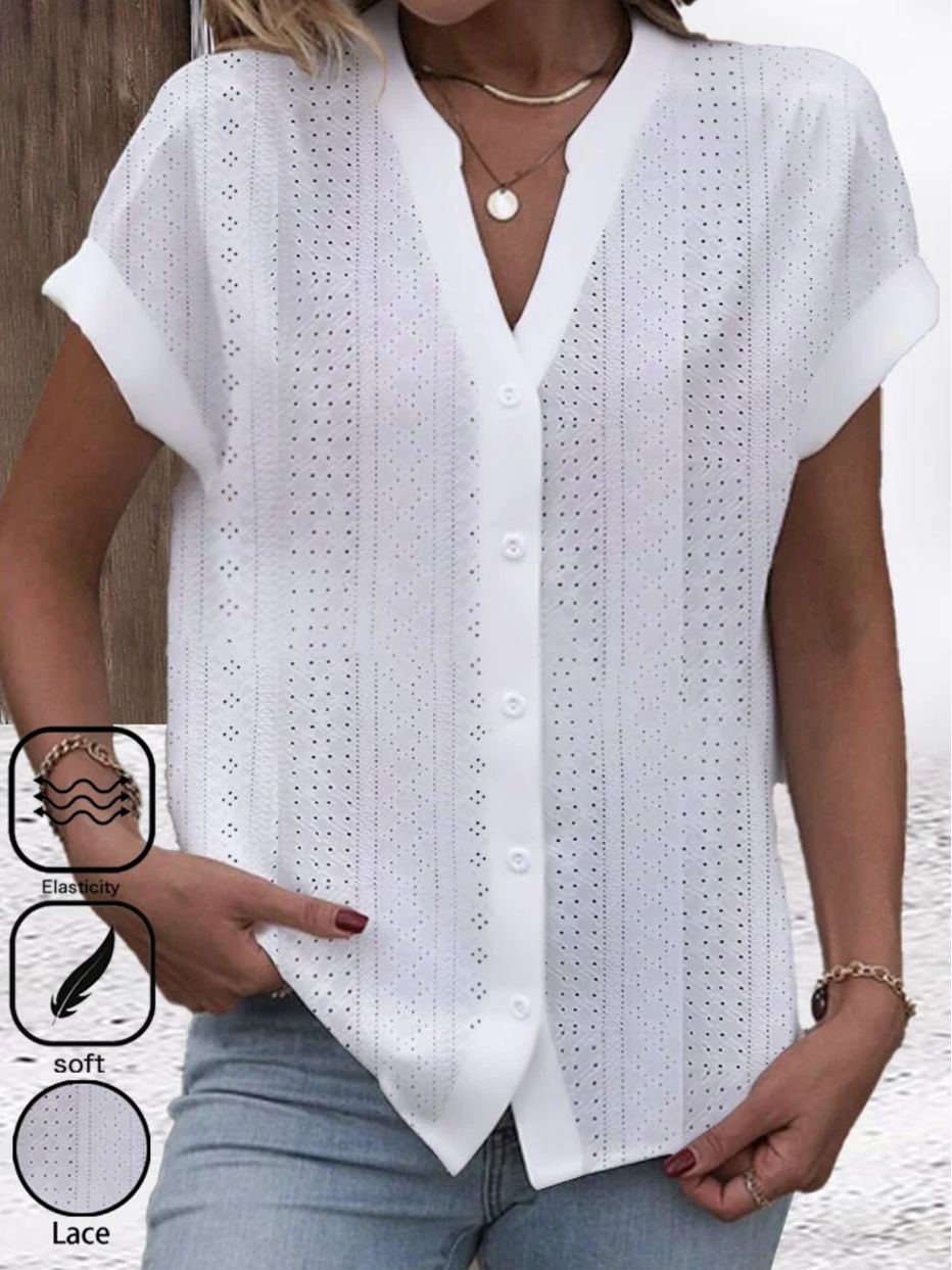 Solid Color, Flower Pattern Summer Season Women's Gender Simple Style Style Wholesale Women's Simple Style Solid Color Flower Short Sleeve Blouses