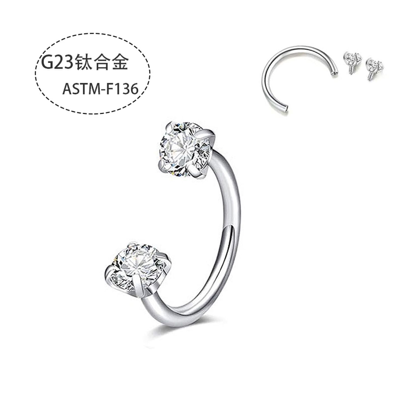 3mm Round Zircon Nose Ring G23 Titanium Nose Stud 0.8mm Fine Rod Body Piercing Jewelry detail image 8
