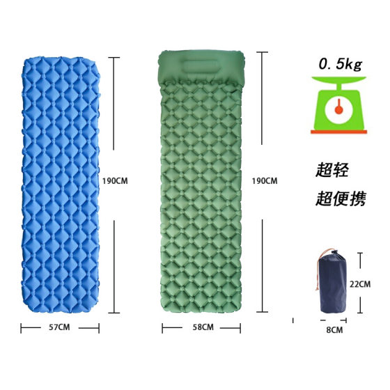 Spot manufacturers ultra-light TPU diamond with pillow foot inflatable cushion outdoor tent camping single portable moisture-proof mat