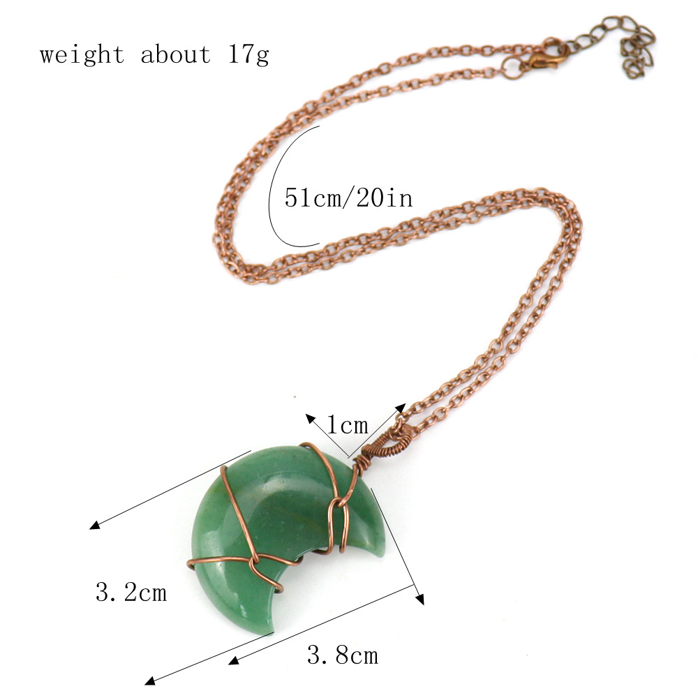 Ethnic Style Moon natural stone Handmade Pendant Necklace 1 Piece