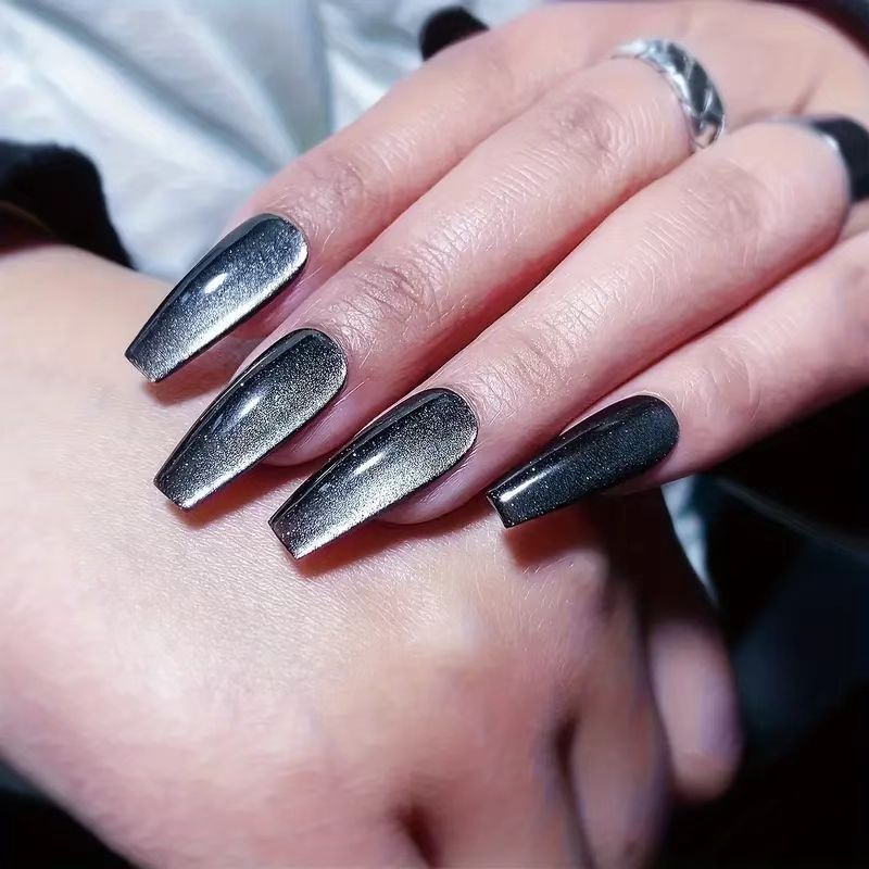 Black Cat Eye Press-On Wearable Nails Reusable Fake Nails 24Pcs Per Box Black Cat Eye Press-On Wearable Nails Reusable Fake Nails 24Pcs Per Box