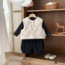 婴儿衣服秋冬季男宝宝套装深秋夹棉新款一岁加厚婴幼儿冬款三件套