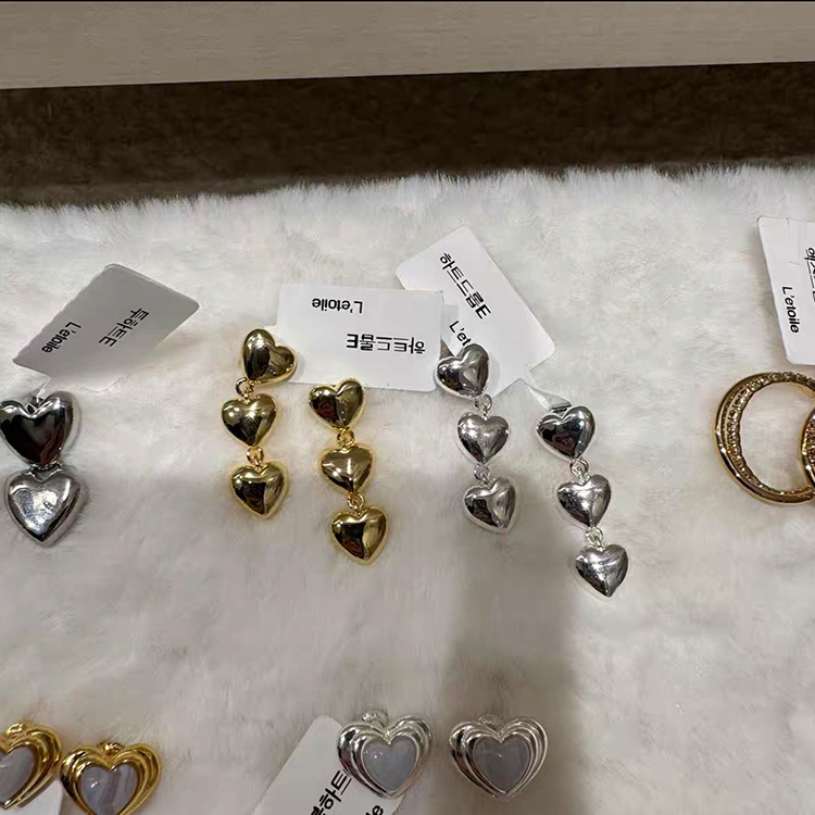 Drop Earrings Classification 1 Pair Quantity 1 Pair Simple Style Heart Shape Plating Copper Drop Earrings