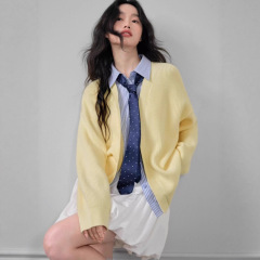 假两件条纹开衫毛衣外套女2025秋季新款学院风针织衫KSH2508023A
