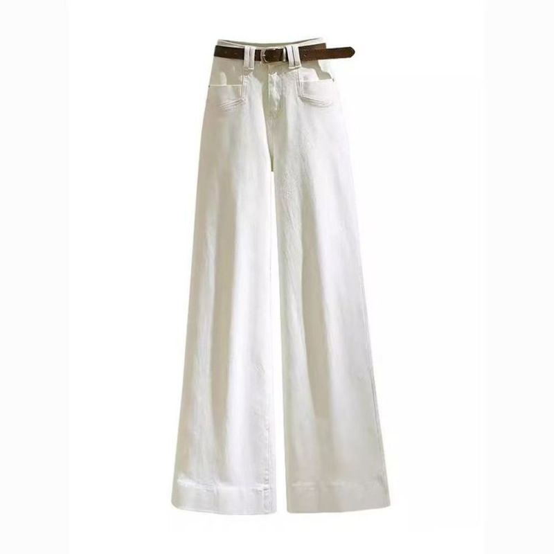 Women's Wide-Leg Jeans, Thin Style, 2026 New Spring/Summer Versatile Casual Trousers, Off-White Versatile Straight-Leg Pants