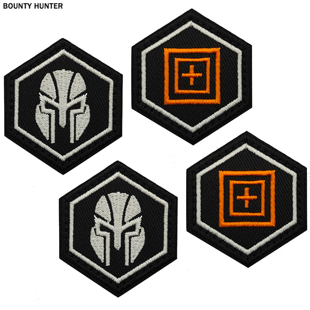 亚马逊现货篝火六边形户外野营火徽章臂章刺绣魔术贴士气章现货