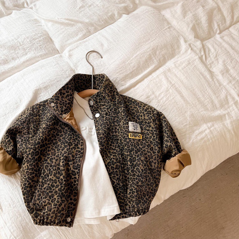 Children's Leopard Print Jacket Spring and Autumn Boy's Outer Wear Jacket Korean Style Jacket Female Baby's Jacket Boys' Jacket New