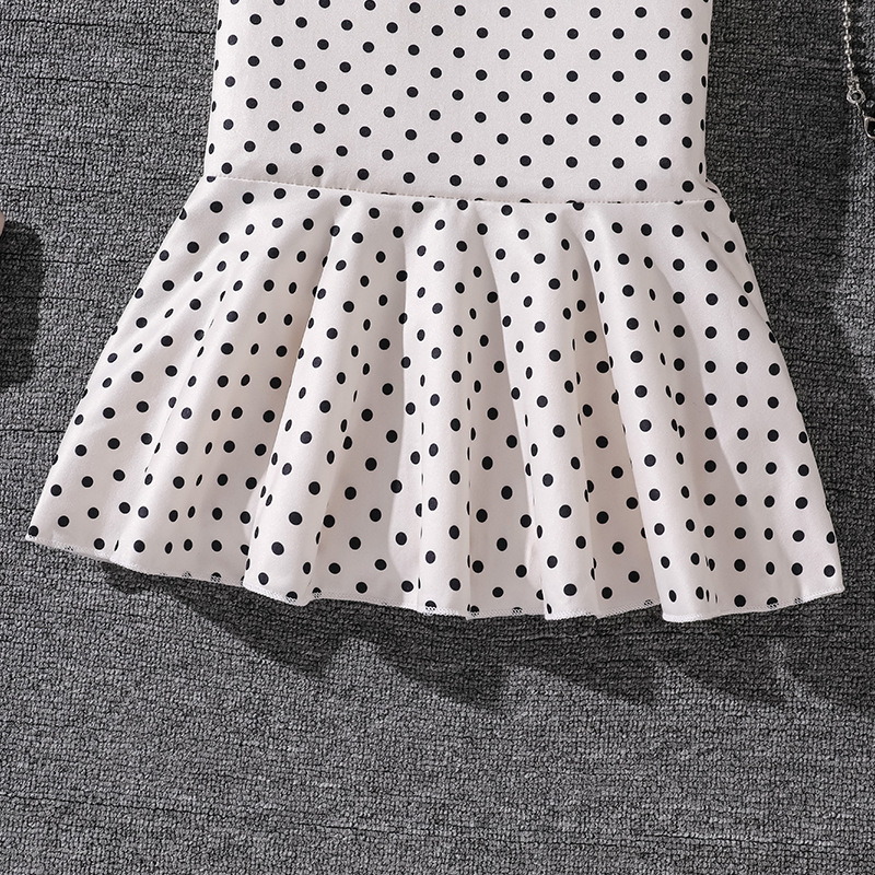 Sommarklänning med prickar för flickor slim fit retro stil_voghion.com