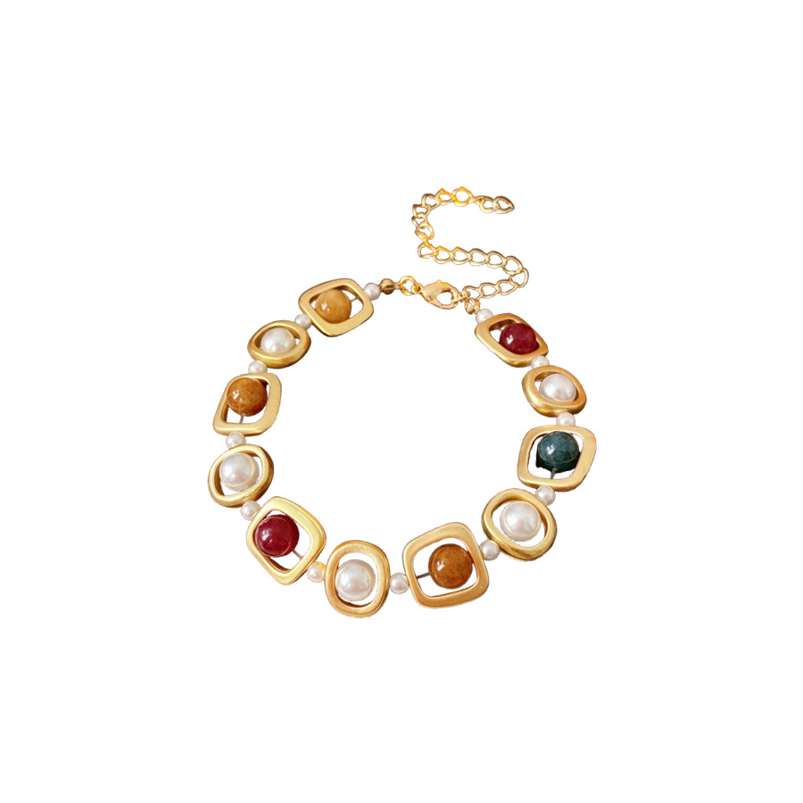 Medieval vintage perla redonda pulsera collar nicho de diseño conjunto retro joyas de corte al por mayor