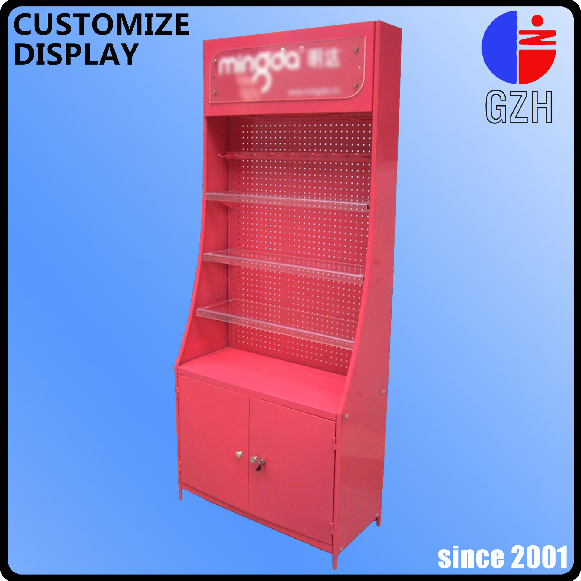 供应带广告灯箱+底柜+亚克力层板 金属展架江苏浙江 display