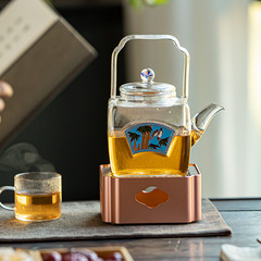 新中式溫茶爐蠟燭煮茶爐金屬底座加熱爐酒店餐廳花茶壺暖茶煮茶器