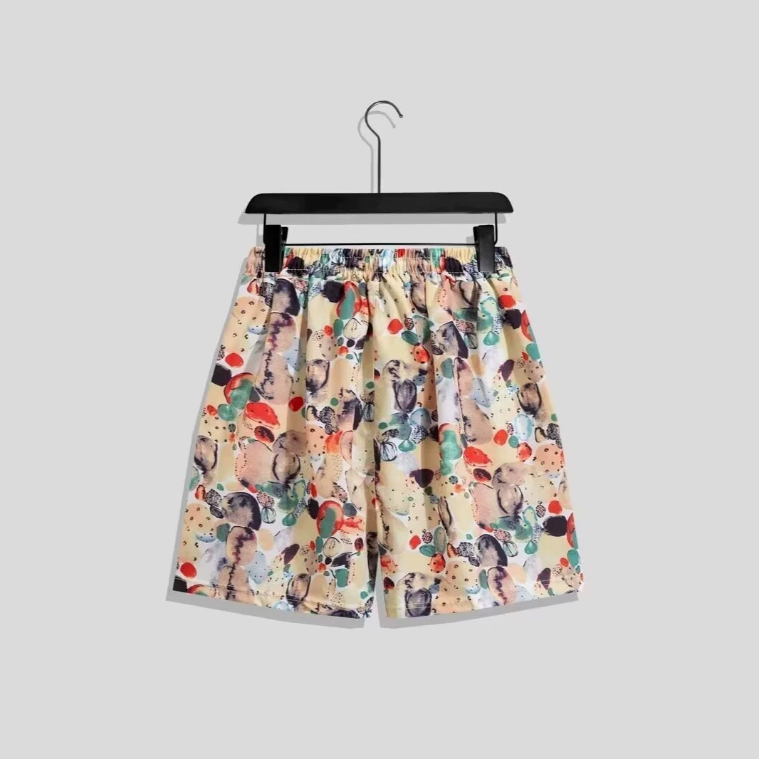 Retro Print Summer Trendy Men's Beach Shorts Quick-Dry Sports Casual Shorts Running Loose Swim Trunks