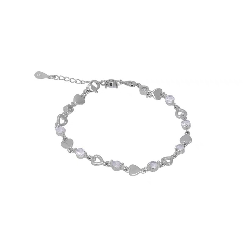 Pulsera de diamantes de imitación en forma de corazón, lujo ligero, nicho exquisito, estilo frío 2024, joyería de moda para estudiantes._voghion.com