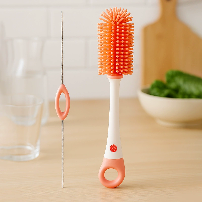 Новая силиконовая щетка для бутылочек с длинной ручкой, щетка для чистки бутылочек, щетка для чистки детских бутылочек, инструмент для чистки