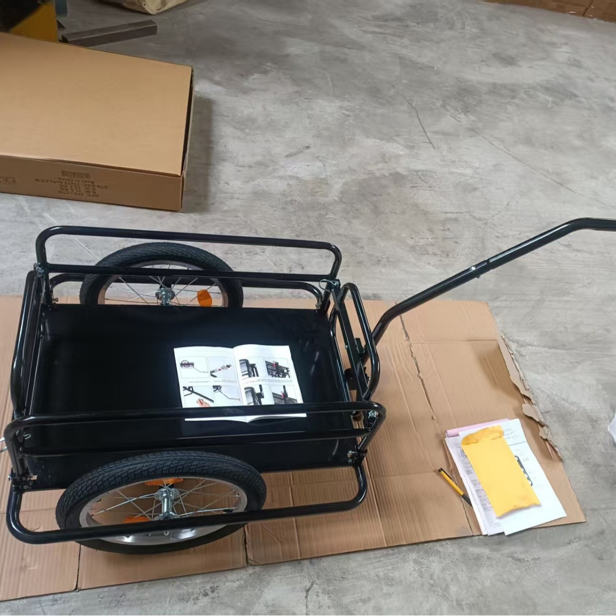 Outdoor Foldable and Detachable Tool Cart, Garden Cart, Bicycle Trailer, Iron Plate Trailer for Carrying Goods