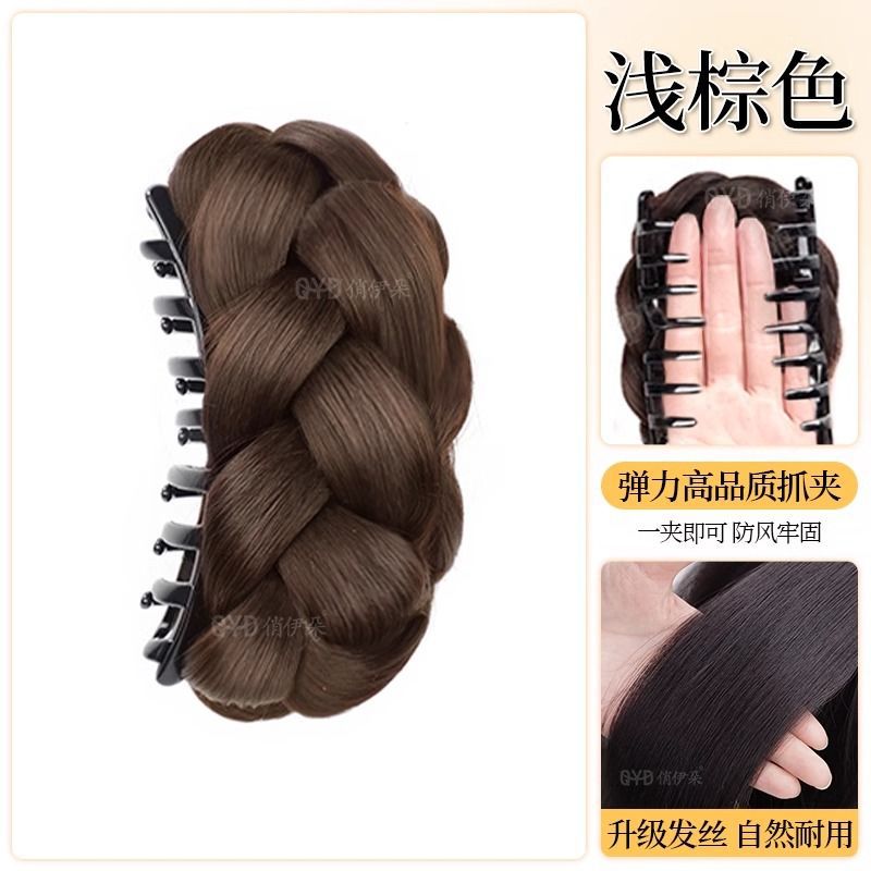 Perucas de cola de caballo agarrando clip de pelo de bola de torsión cabeza pelucón de pelo precioso brotes de flores de oro cabello esponjoso detrás de la cabeza pelucón