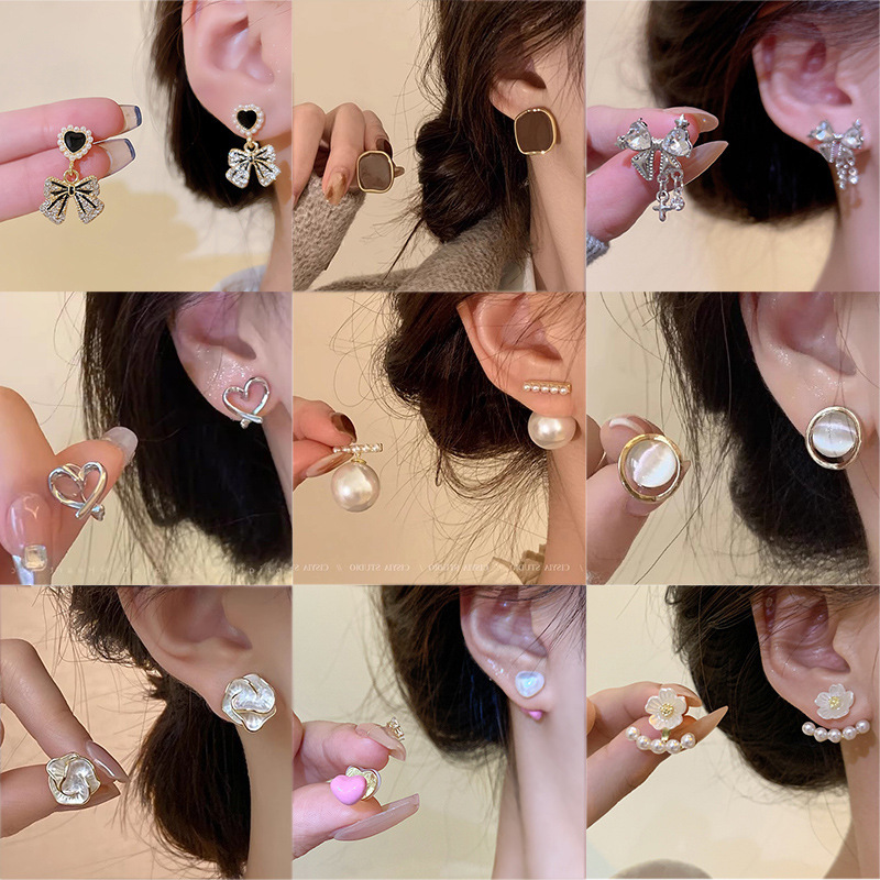 925 Silver Needle Pearl Earrings for Women, High-End Niche Elegant, Bow Earrings, Retro Accessible Luxury Earrings Wholesale 925 Silver Needle Pearl Earrings for Women, High-End Niche Elegant, Bow Earrings, Retro Accessible Luxury Earrings Wholesale