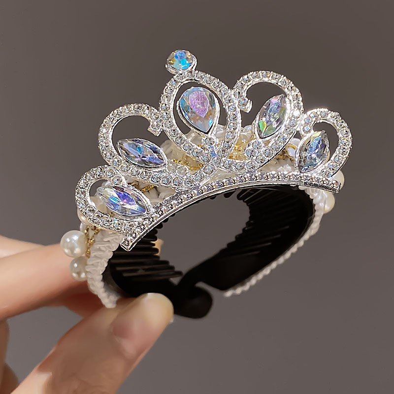 Niños perlas corona perlas perlas niñas bolas de cabello fijo artefacto princesa tocado de cabello para niñas joyas de cabello al por mayor