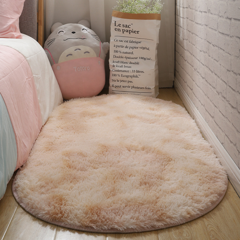 Luz de lujo dormitorio mantas de cama sala de estar oval simple estera de suelo vello largo teñido antideslizante balcón estera de ventana flotante paquete suave image 22