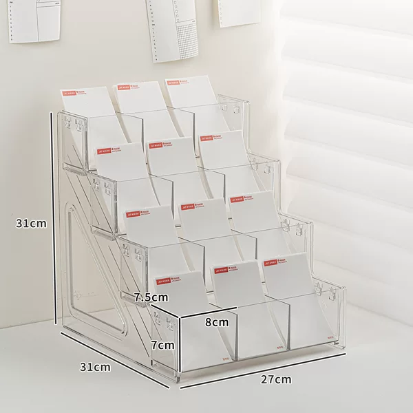 Business card display stand, tiered desktop acrylic small card and paper storage rack, multi-layer display rack