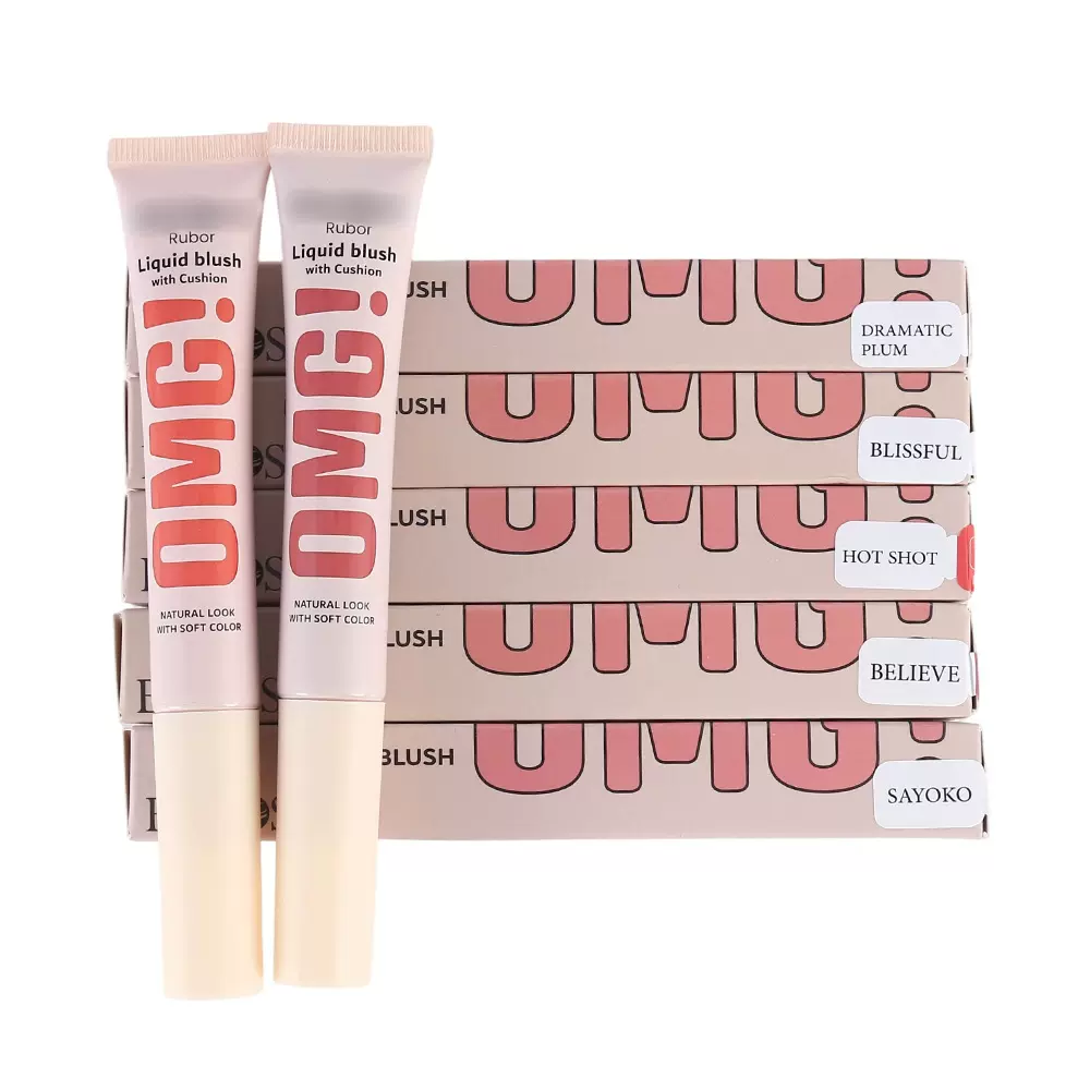 lip blushOEM按挤压液体腮红膏提亮显色修容高光胭脂液体腮红