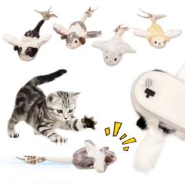 电动逗猫玩具仿真老鼠羽毛逗猫棒猫咪自嗨解闷发声互动神器