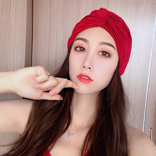 Ins Lady Swimsuit Cap, Non-Waterproof Solid Color Comfortable Non-Tight Head Long Hair Plus Size Swimming Cap Hot Spring Women's Swimsuit Cap