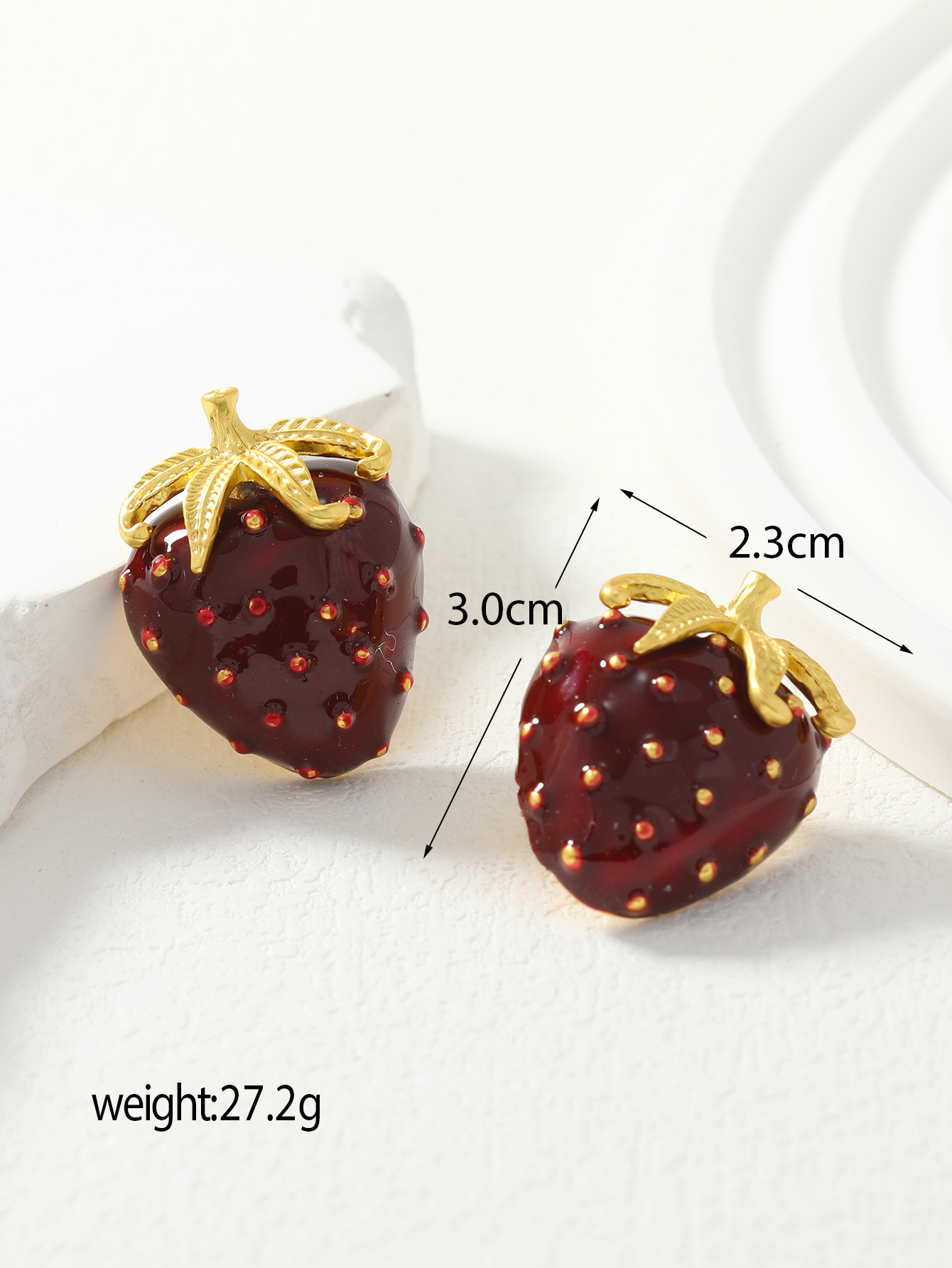 Women's Gender 1 Pair Cute Retro Fruit Strawberry Alloy Women's Earrings Ear Studs
