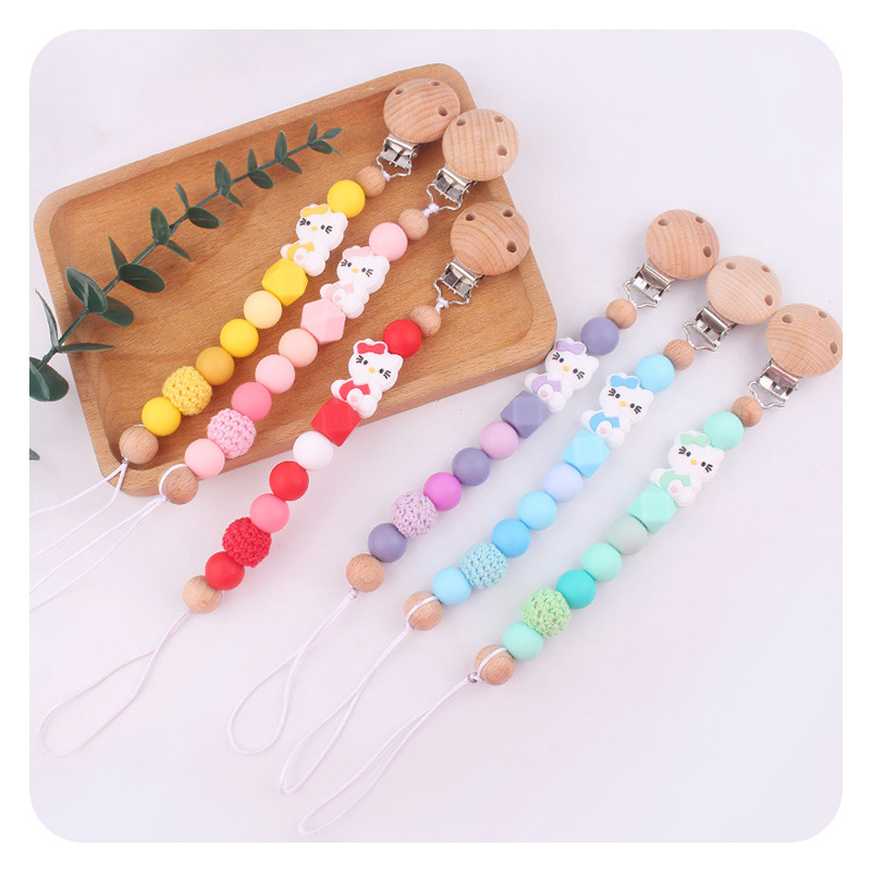 Planet beech chupeta clips nuevos productos para madres y bebés kt gatos dientes de goma de mascarar juguetes cadena de chupeta