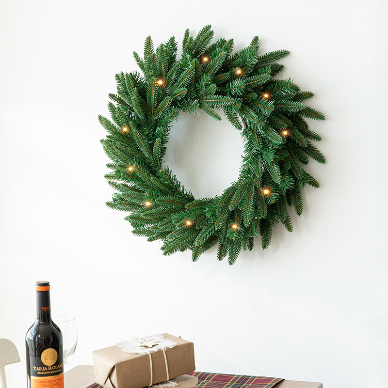 Nueva guirnalda de Navidad puerta colgante 50/60cm Navidad verde PE hoja mixta decoración nieve guirnalda colgando decoración escena diseño