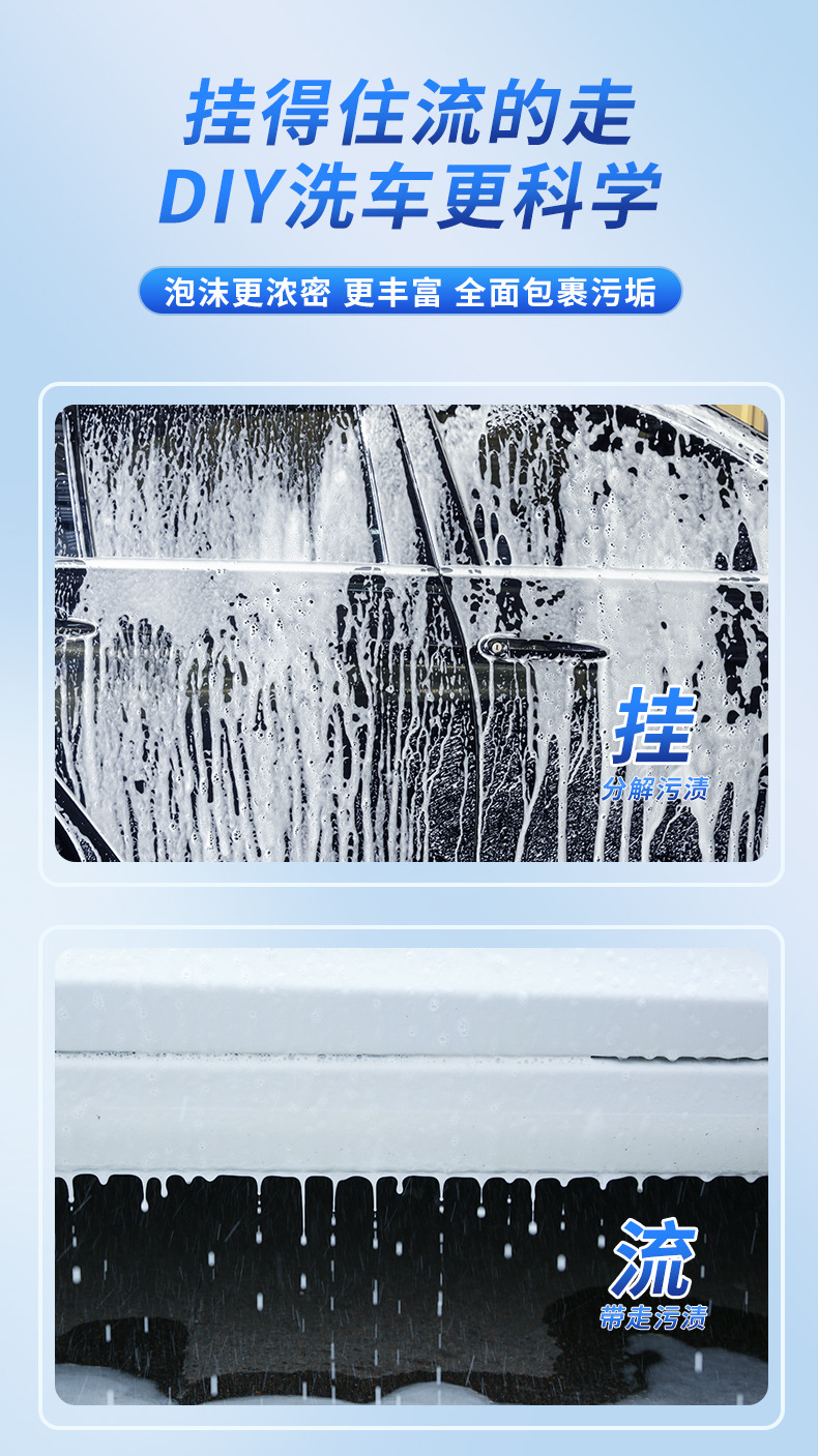 Car Wash Liquid, Water Wax, Decontamination Brush, Complete Set of Car Cleaning Tools, No-Wipe High-Foam Car Wash Liquid, Water Wax