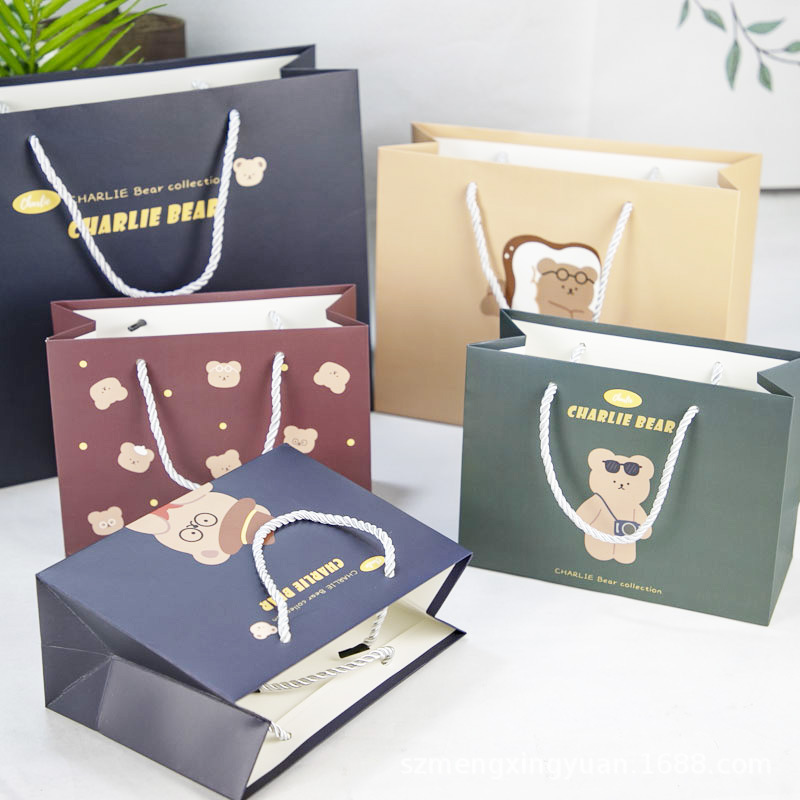 Dibujos animados simple lindo pequeño tamaño grande Día DE LA Madre caja de regalo de cumpleaños para niños bolsa de papel de embalaje portátil