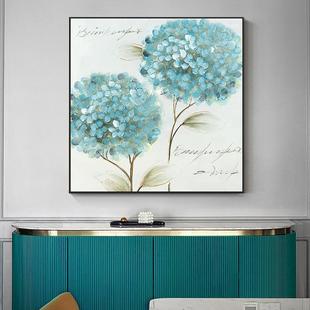 Hand-Painted Oil Painting Entrance Hanging Painting 2022 New Restaurant Decorative Painting High-End Living Room Background Painting Blue Accessible Luxury Mural