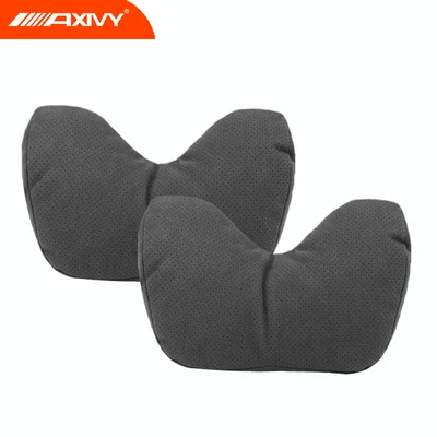 Axivy car headrest, neck pillow, and lumbar support integrated sports seat for Tesla, cute and high-end for girls (Waist support) - two-year-warranty-2-full-size-suede-u-shaped-pillows-perforated-in-carbon-black