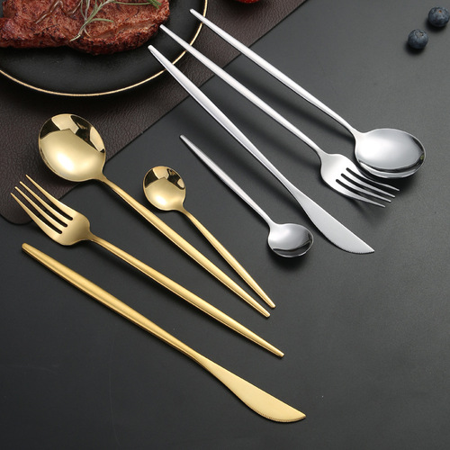Amazon Portuguese knife, fork and spoon stainless steel tableware hotel western restaurant steak knife, fork and spoon gift box four-piece set