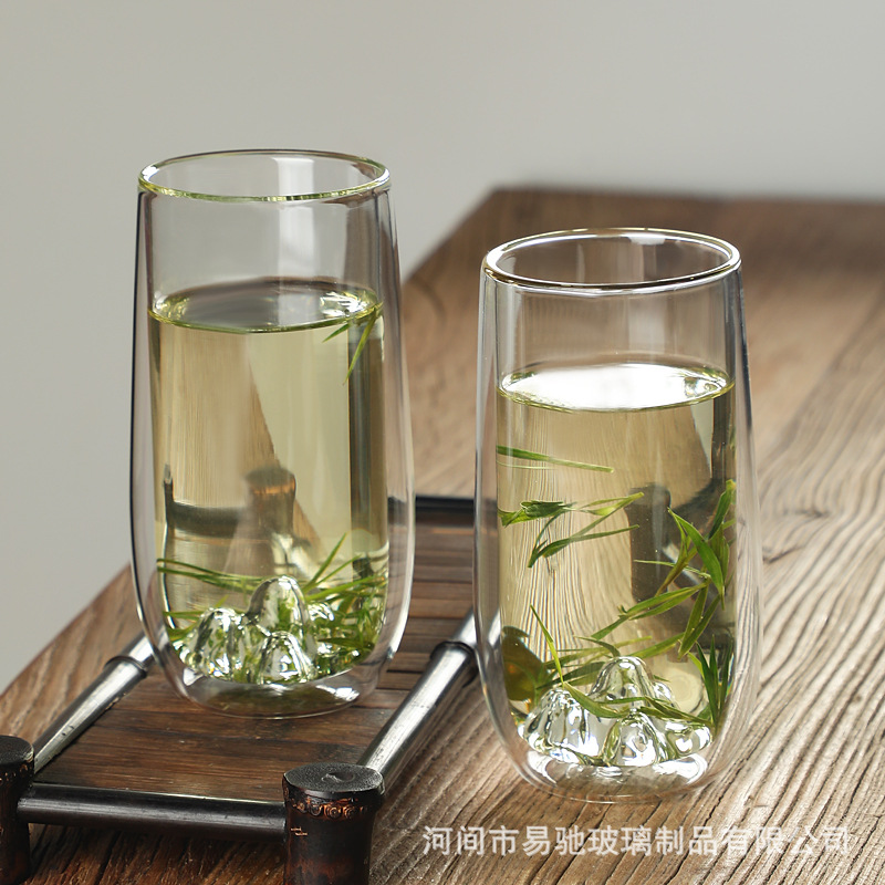 Taza de vidrio casera de doble capa personalizada Taza de vidrio de alto silicio Taza de té Taza de agua de aislamiento térmico Taza de agua de calor