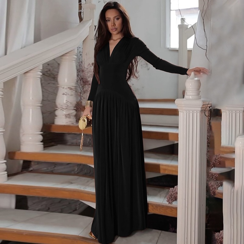 Hot-Selling Women's Fashion 2025 Summer New Fashionable Elegant Slim Waist Long Sleeve Dress Wholesale_ecoleips.com