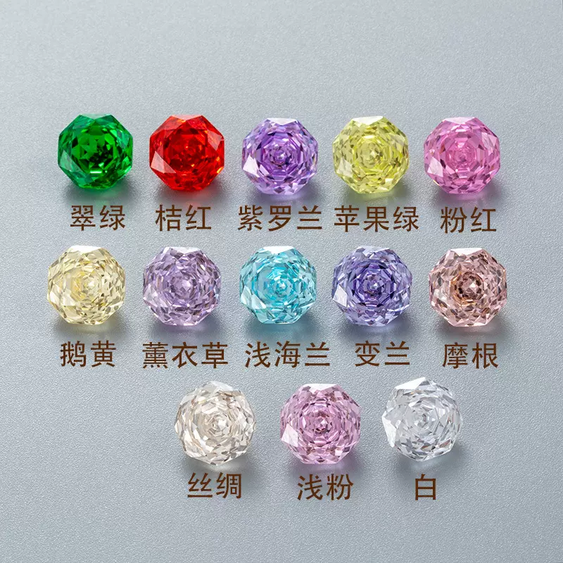 亨森八边切玫瑰千禧裸钻DIY耳钉配件水钻