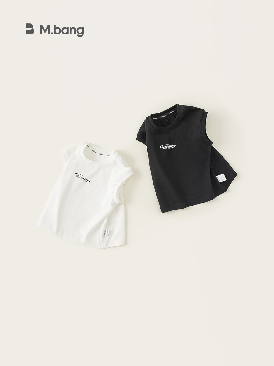 Youbao ropa para niños chaleco de letras simples para niños 2025 verano nuevo estilo niño salvaje cuello redondo sin mangas top verano