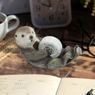 Cross-Border Cute Otter Tape Holder Tape Machine Creative Stationery Ornaments Grease Resin Tape Cutter Desktop Decoration