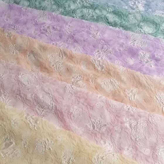 Spring and Summer New Jacquard Fresh Large Rose Skin-Friendly Smooth Tie-Dye Dyeing Process Chinese Style Designer Fabric