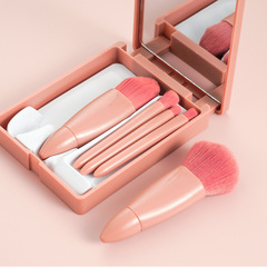 Portable makeup brush set, foundation brush, loose powder, eye shadow brush, lip brush, full set of soft bristles, boxed brush set with makeup mirror
