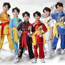 中国风儿童武术表演服短袖太比赛武术服中小学生训练武术练功服