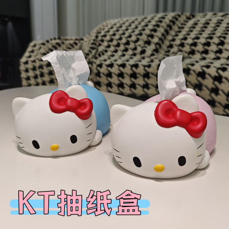 跨境卡通趴姿KT猫纸巾盒创意桌面实用收纳好物少女心礼品|undefined