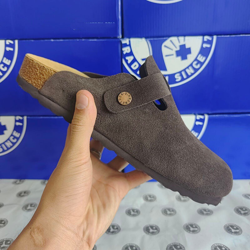 Birkenstock Shoes Cowhide Toe-Cap Half-Flop Men's and Women's Shoes 2025 New Autum Genuine Leather Cork Thick-Soled Outer Fishing Slippers