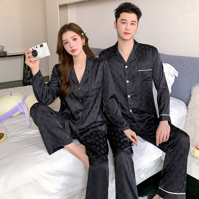 Women's Pajamas Factory Direct 2026 Couple's Ice Silk Spring Thin Long-Sleeve Tiktok Live Fashion Printed Set Women's Pajamas Factory Direct 2026 Couple's Ice Silk Spring Thin Long-Sleeve Tiktok Live Fashion Printed Set
