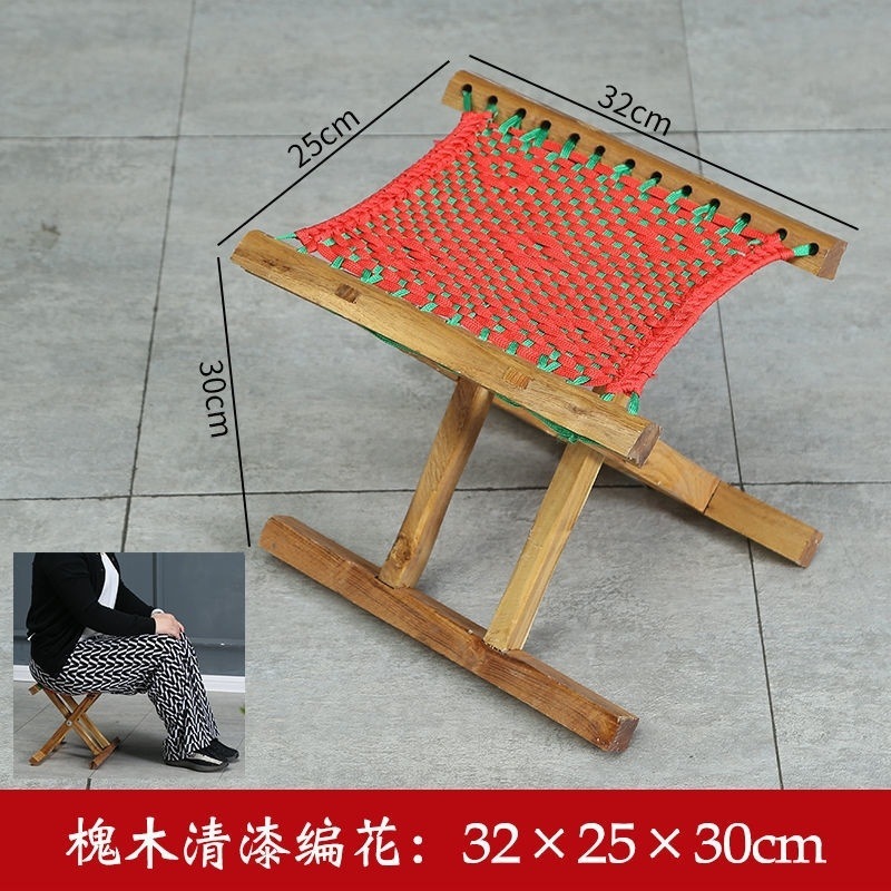 Taburete plegable al aire libre antiguo de madera sólida de madera Maza, taburete de barbacoa para el hogar, taburete de pesca portátil