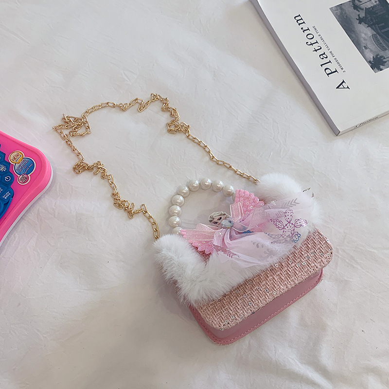 Bolso DE LOS NIÑOS estilo Chanel cadena bolsa de mensajero lindo bebé niña moda chica bolso de hombro moda perla