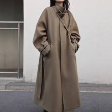 单排扣毛呢外套女2025年冬季新款加厚中长款小个子赫本风呢子大衣