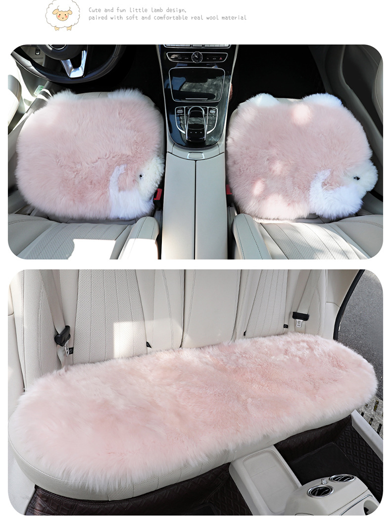 New Long-Haired Little Sheep Car Seat Cushion Winter Warm Wool Square Cushion Simple Car Interior Cross-Border Wholesale